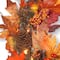 24" Harvest Maple Wreath with Berries, Cones, Guave and 35 Clear Lights